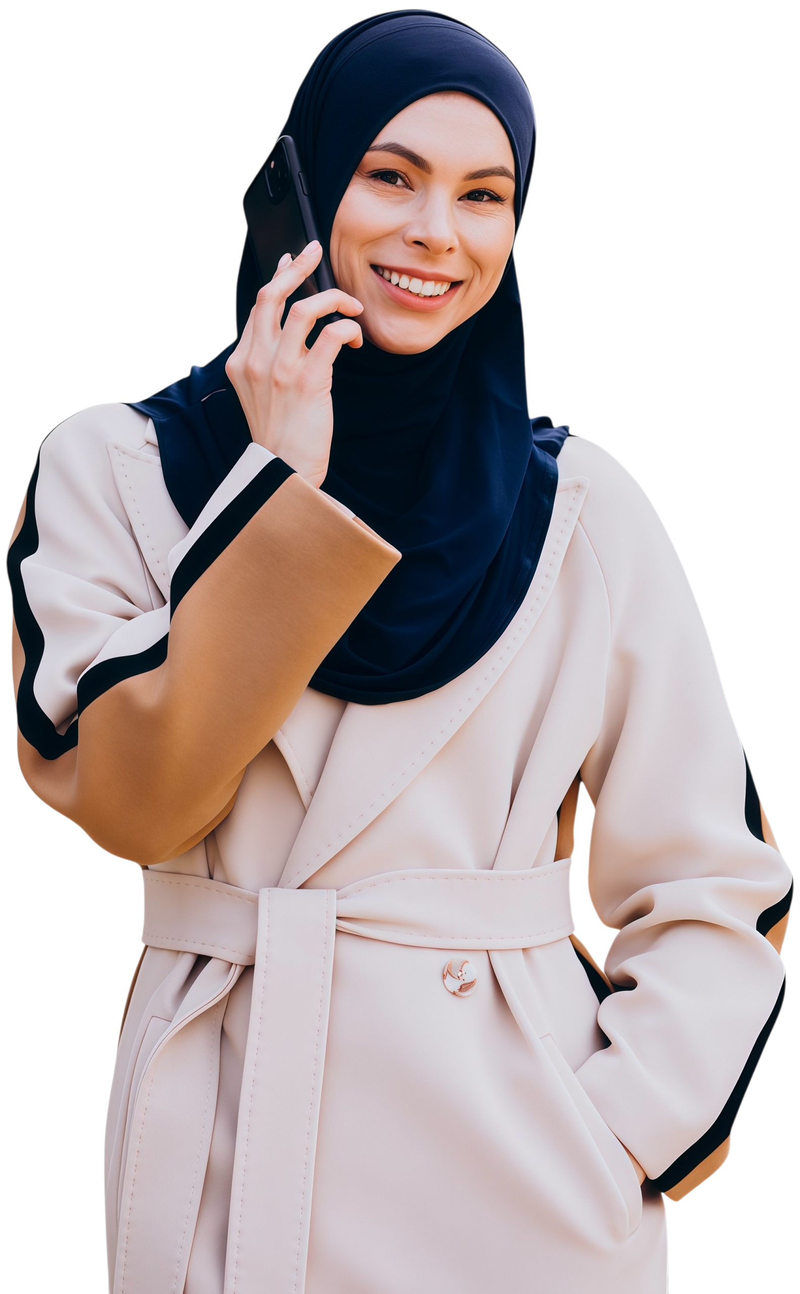 Muslim woman talking on the phone